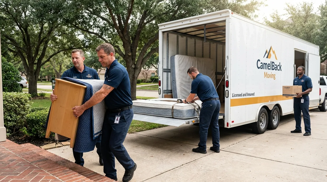Crew loading residential truck for cross-state move from Baden, PA
